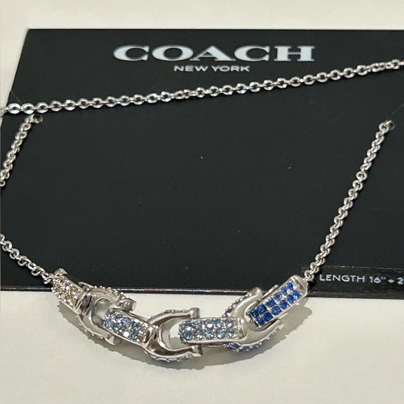 Coach Signature Necklace with Blue Stones - Picture 1 of 7